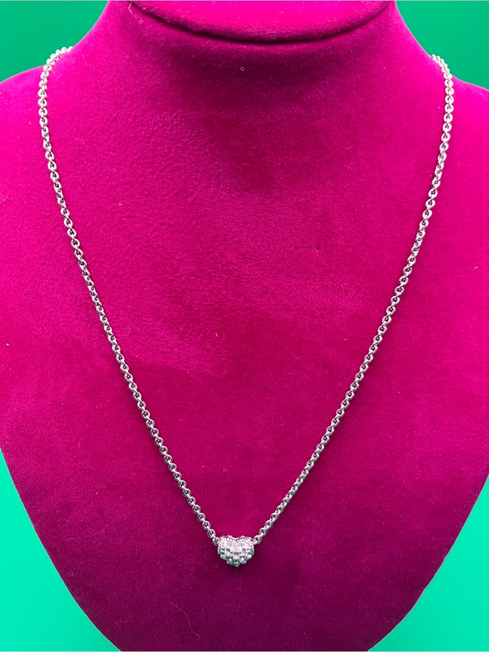 Vintage Judith Jack Sterling Silver Crystal Heart Necklace